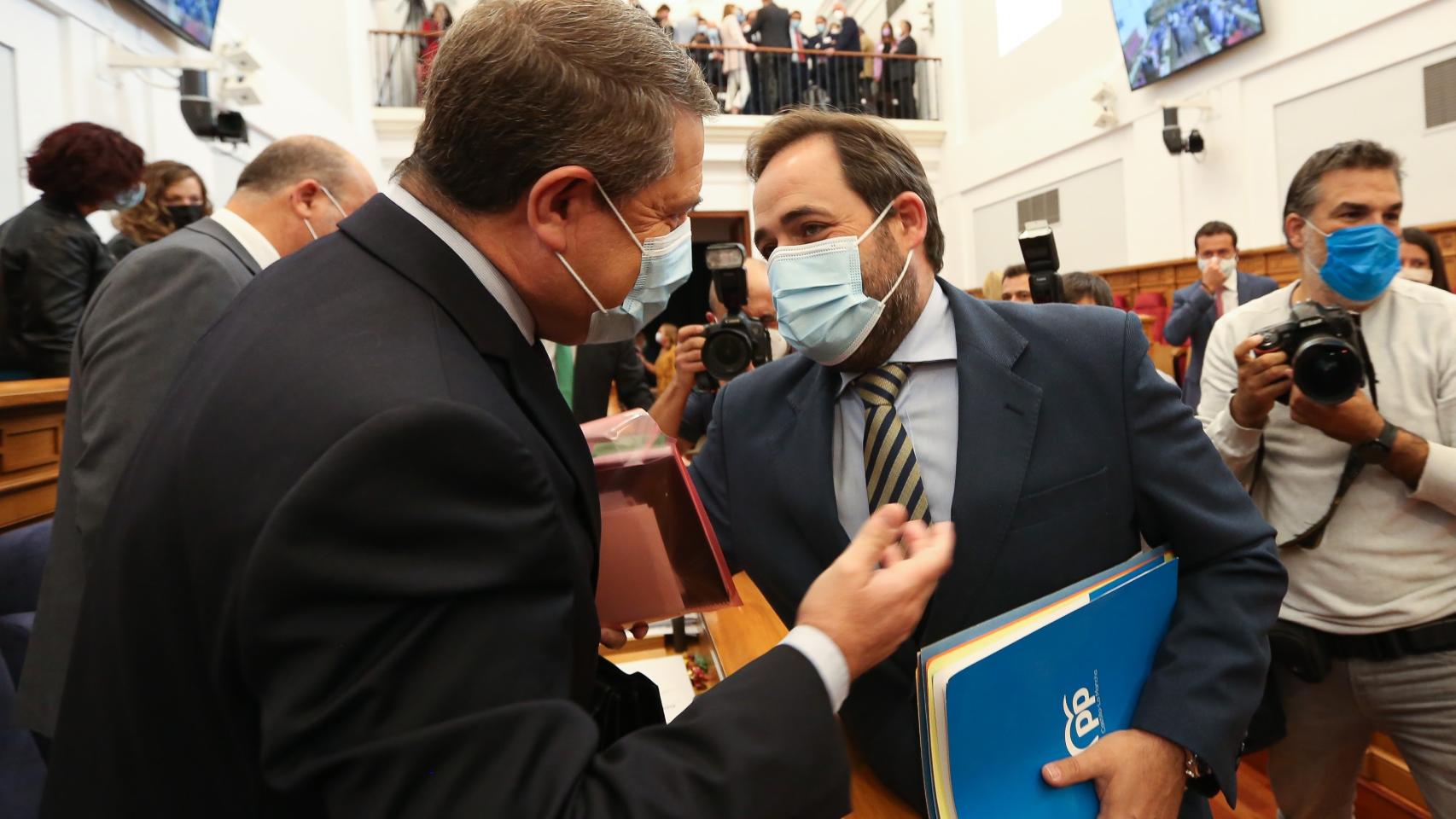 Emiliano García-Page y Paco Núñez, este miércoles en el Debate de la Región