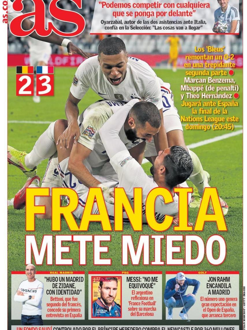 La portada del diario AS (08/10/2021)