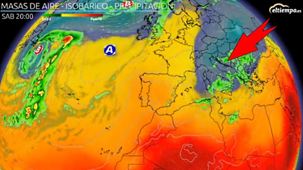 El anticiclón y la influencia de los vientos húmedos del este. Eltiempo.es