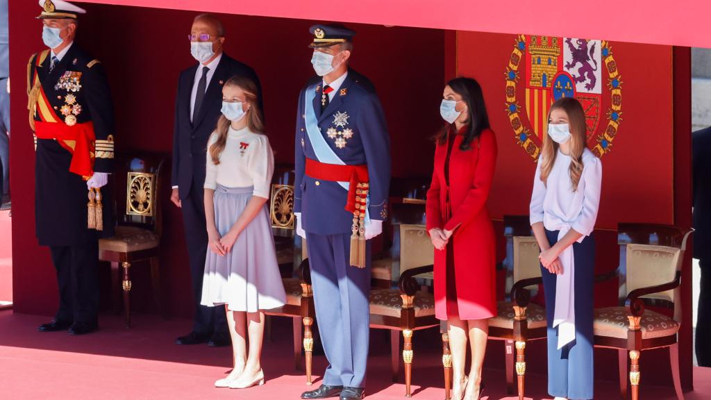 La Familia Real en el desfile del 12 de octubre de 2020.