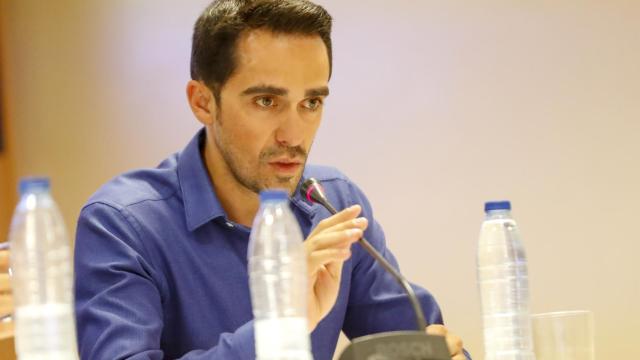 Alberto Contador durante un acto