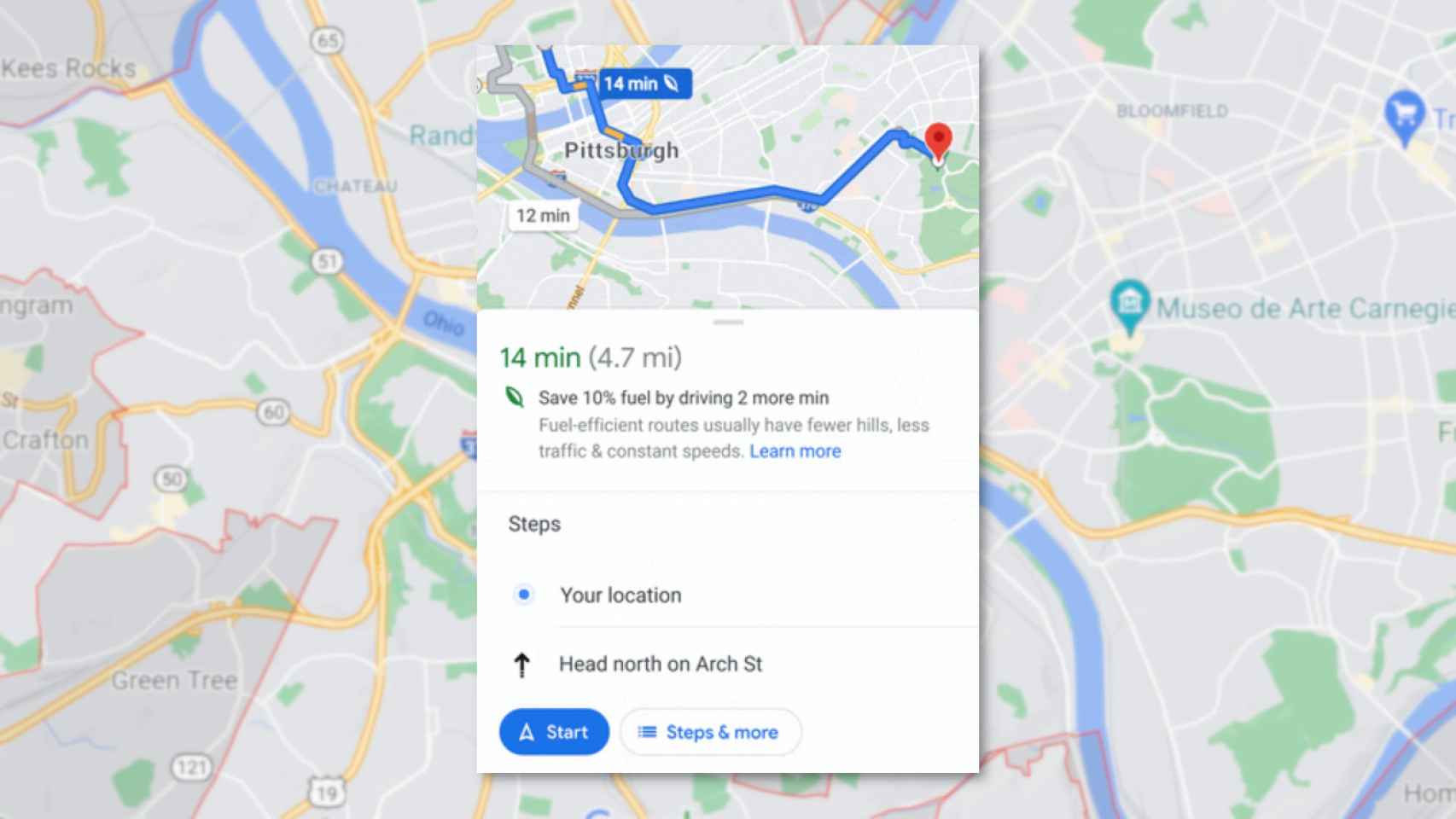 Google Maps muestra la ruta menos contaminante