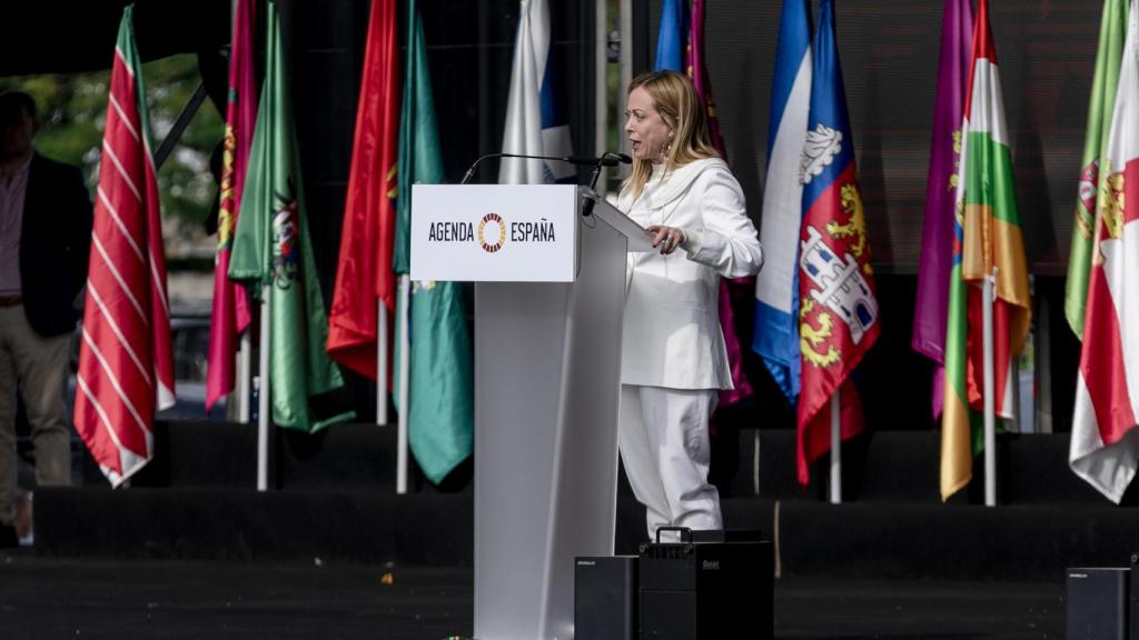 La líder del partido italiano Fratelli d'Italia, en el evento de Vox ‘Viva 21’, en IFEMA.