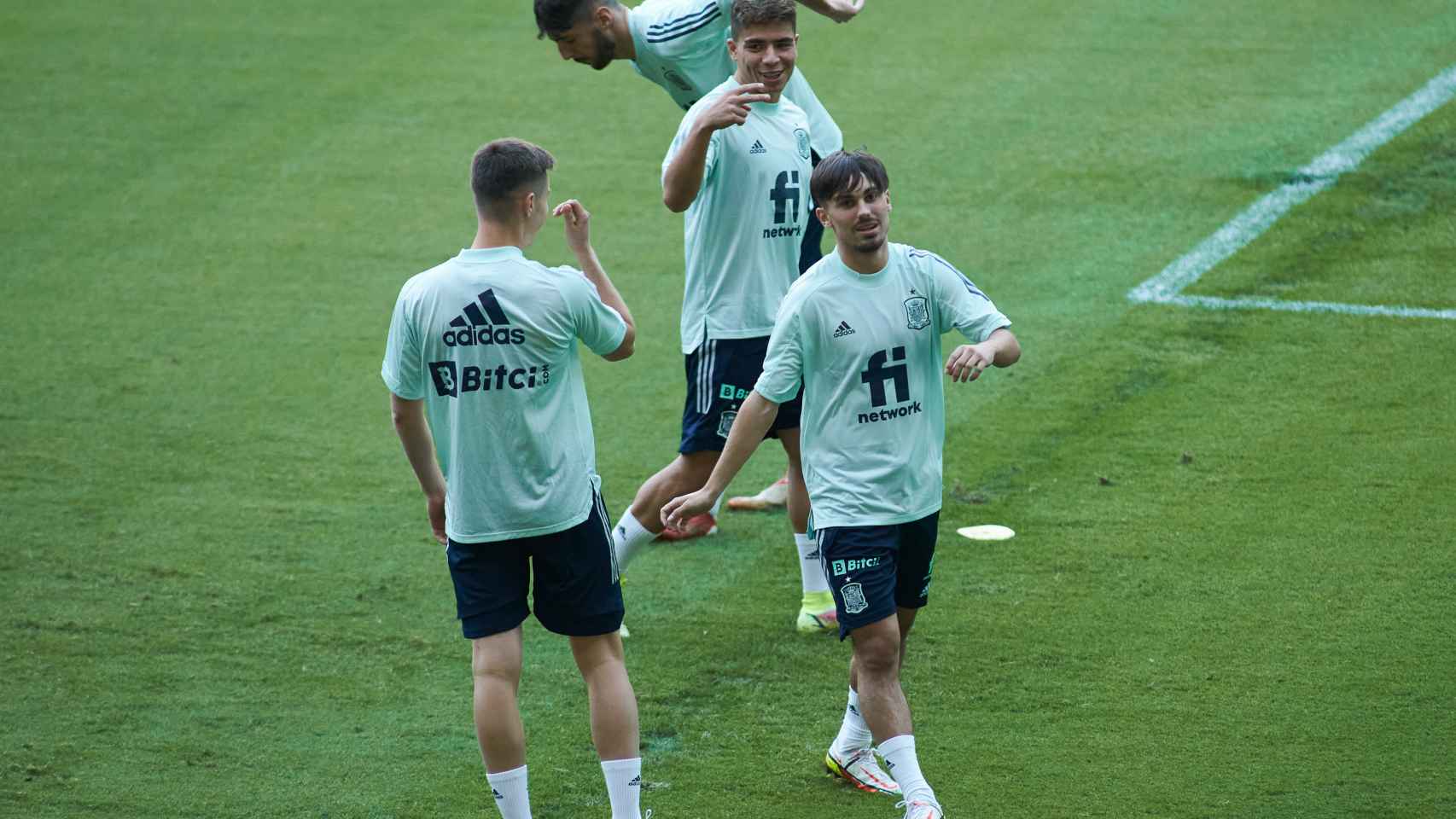 Rodri Sánchez, durante un entrenamiento con la selección española sub21 de fútbol