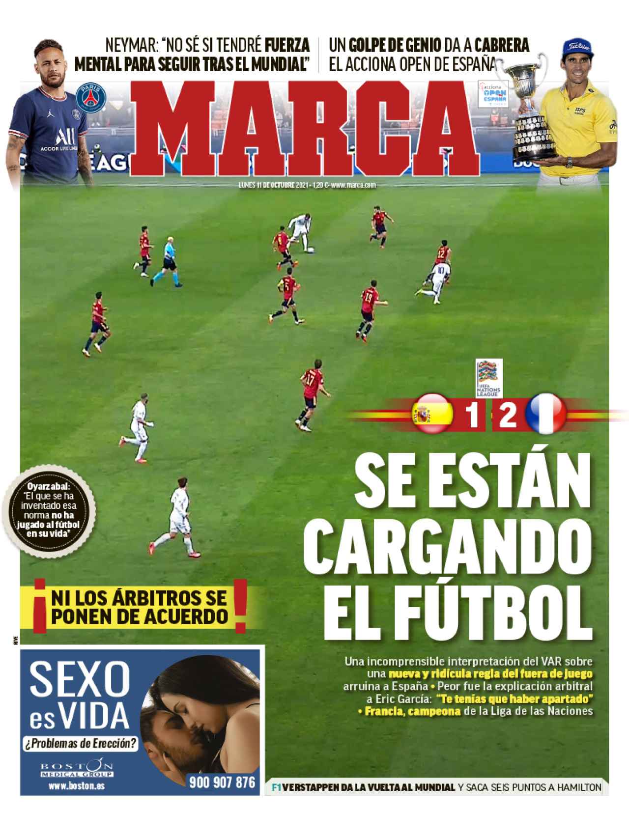 La portada del diario MARCA (11/10/2021)