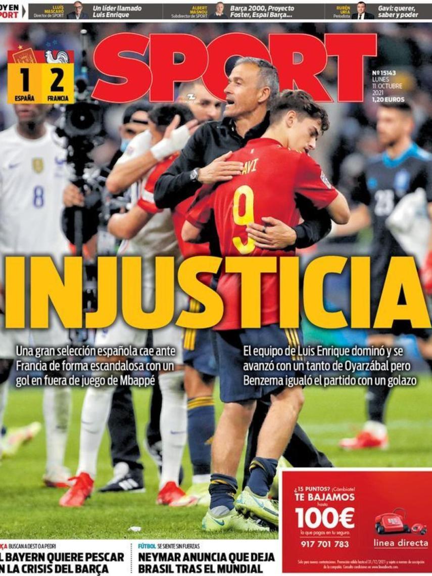 La portada del diario SPORT (11/10/2021)