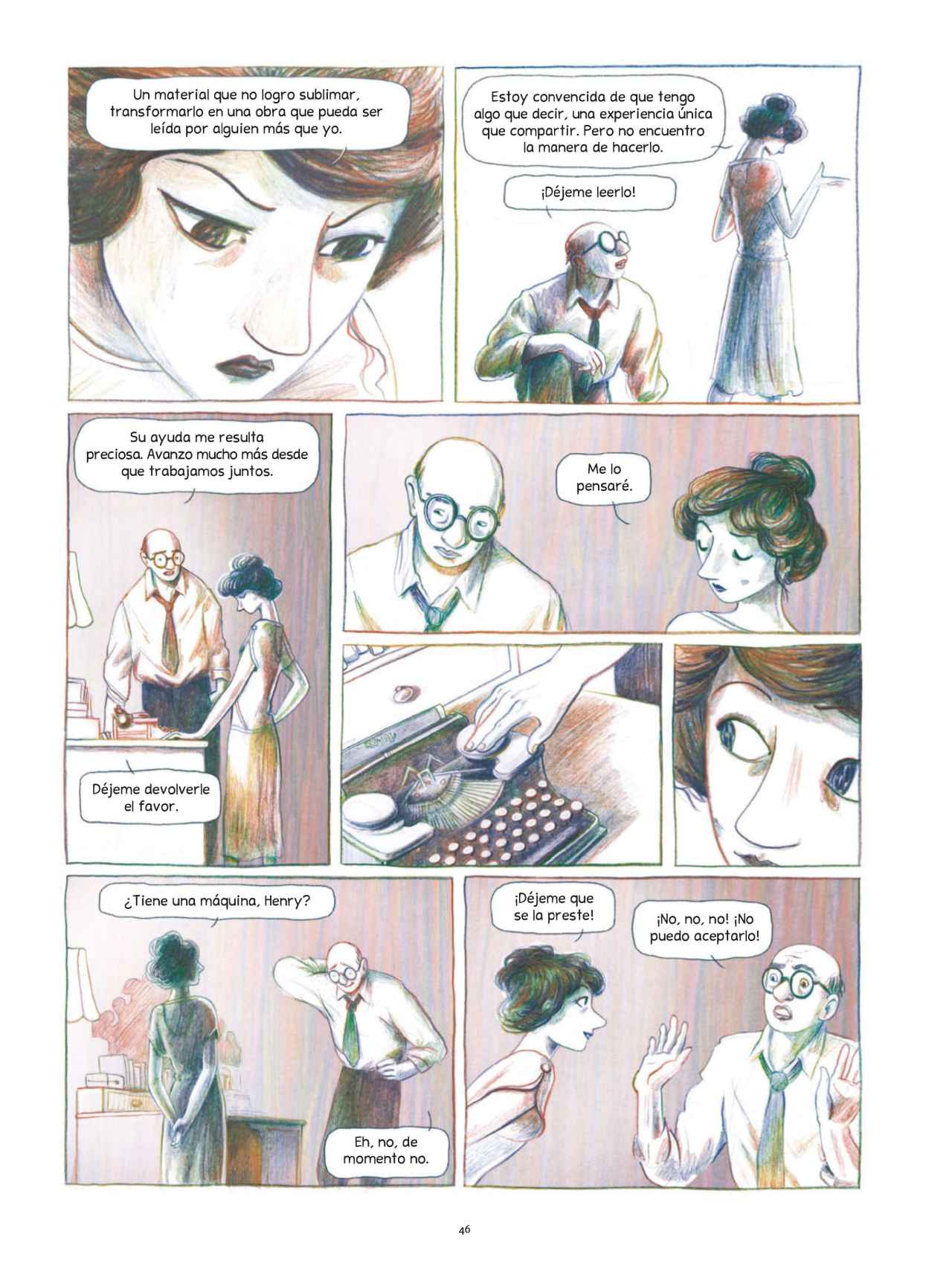 Una de las páginas del cómic sobre Anaïs Nin.