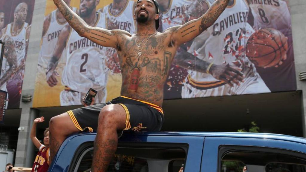 JR Smith, en la celebración del título de los Cleveland Cavaliers de 2016