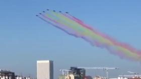 La Patrulla Águila durante el desfile militar este 12 de Octubre.