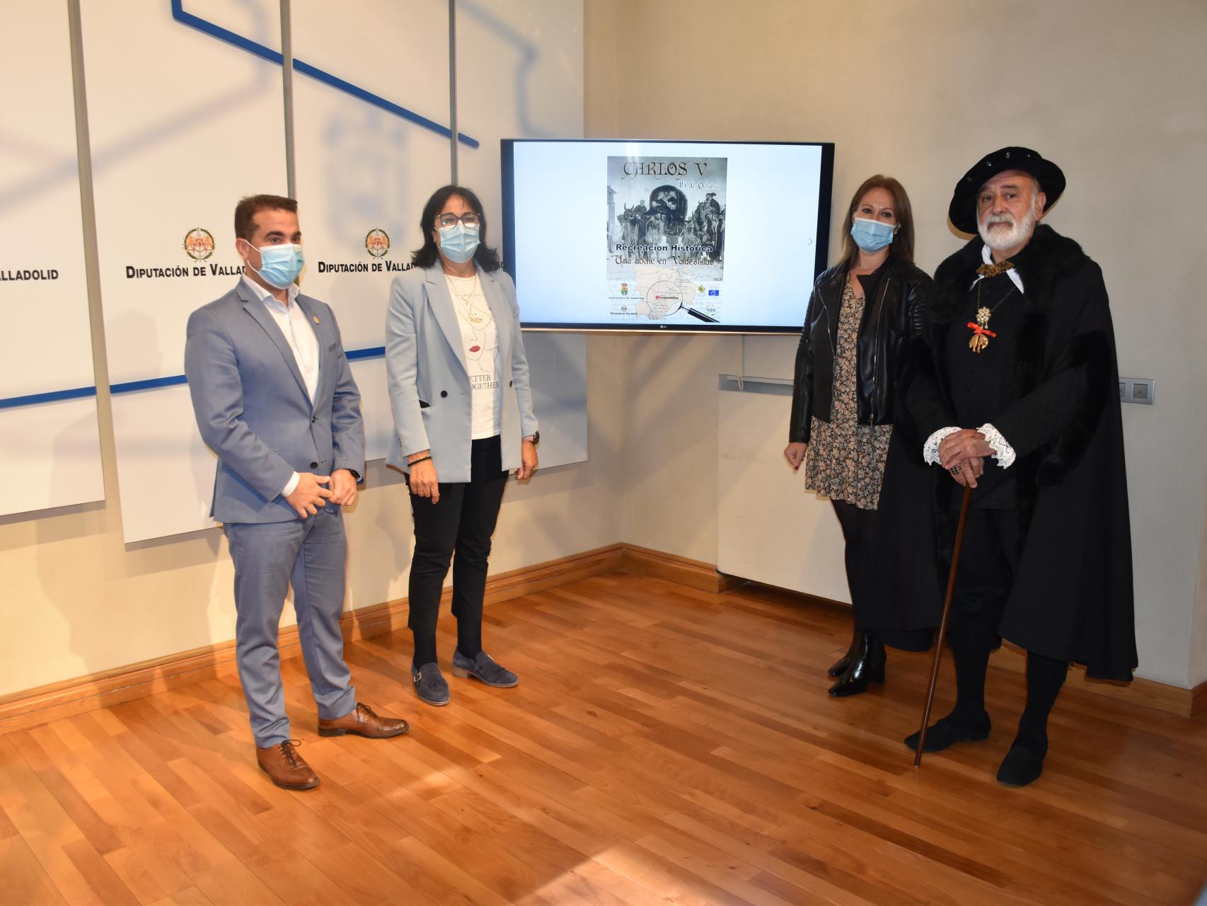 Carlos V junto a los miembros del Ayuntamiento de Valdestillas y la Diputación de Valladolid