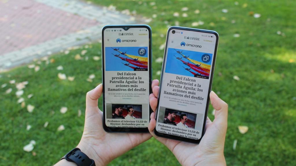 Pantallas del Realme C11 de 2021 y Realme 8i, de izquierda a derecha