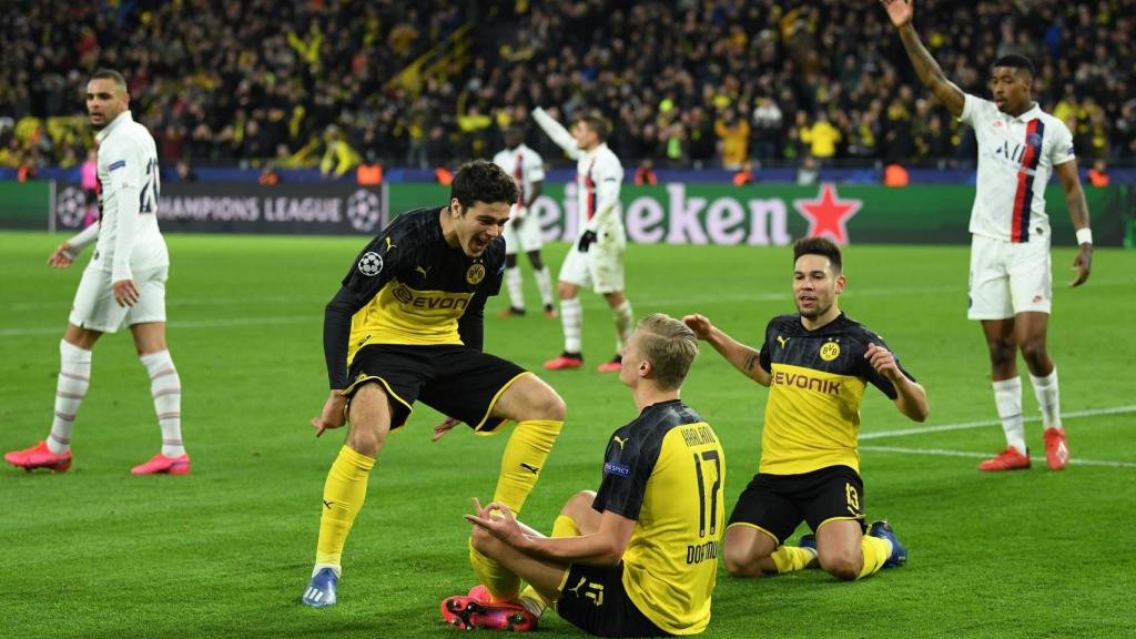 Erling Haaland, celebrando el gol ante el PSG en la Champions League