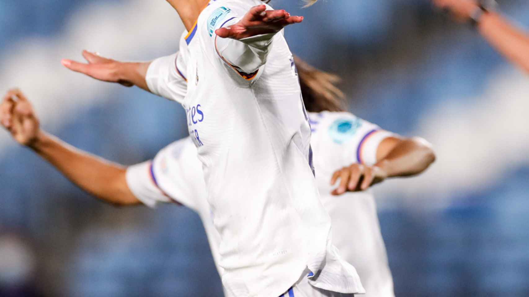 Caroline Moller celebra un gol con el Real Madrid Femenino en la Women's Champions League 2021/2022
