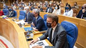 El presidente de la Xunta, hoy, en el Parlamento gallego