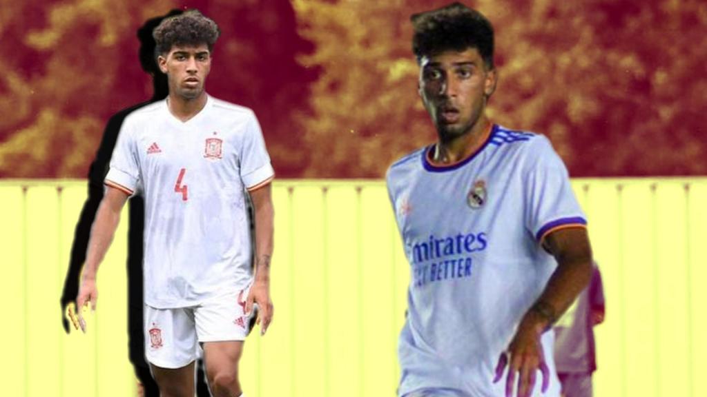 Edgar Pujol, en un fotomontaje con la Selección y el Real Madrid