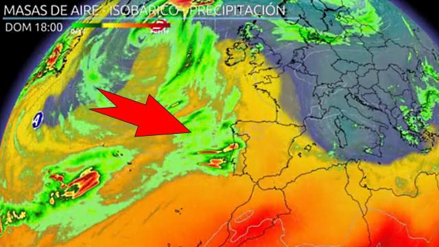 El frente atlántico alcanzando la Península. ElTiempo.es