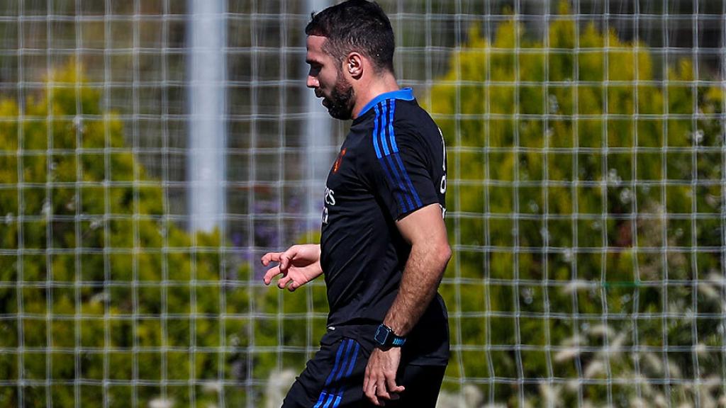 Dani Carvajal, durante un entrenamiento del Real Madrid