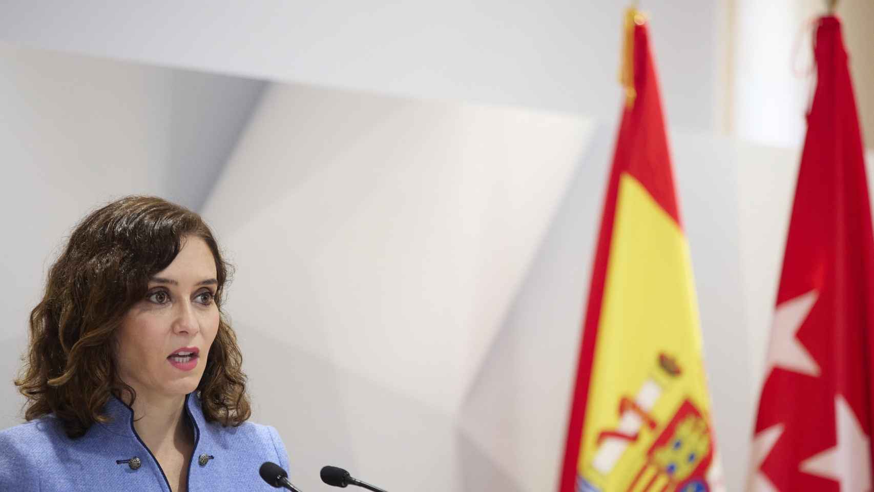 La presidenta de la Comunidad de Madrid, Isabel Díaz Ayuso, este viernes en un acto. EP