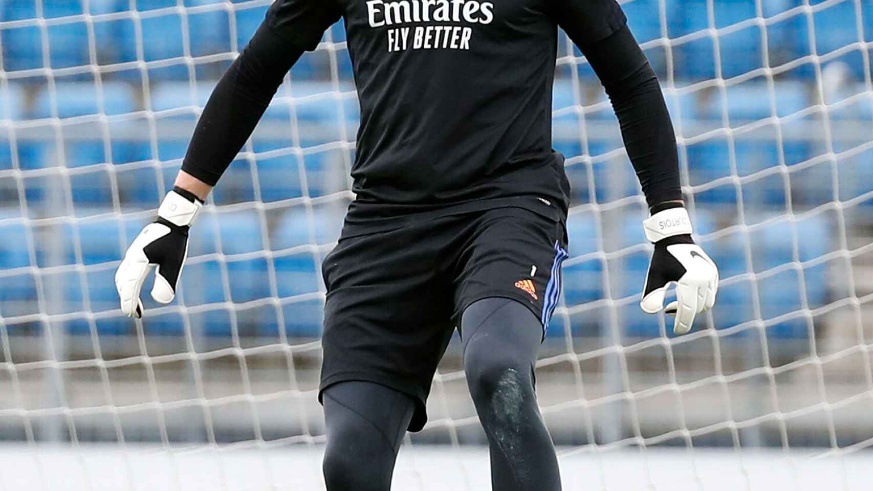 Thibaut Courtois, durante un entrenamiento con el Real Madrid