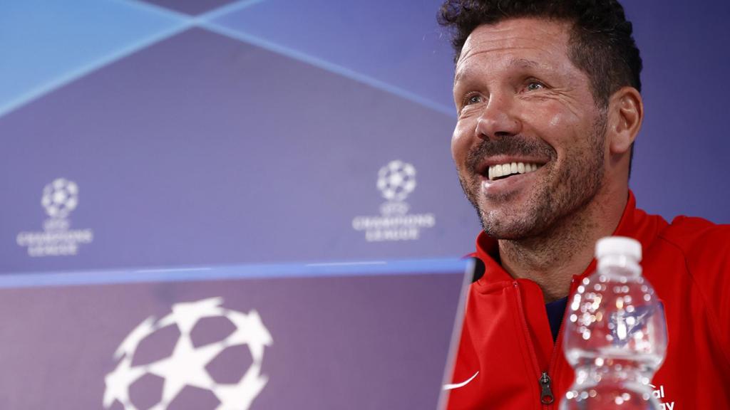 Simeone en rueda de prensa en la previa de un partido de Champions