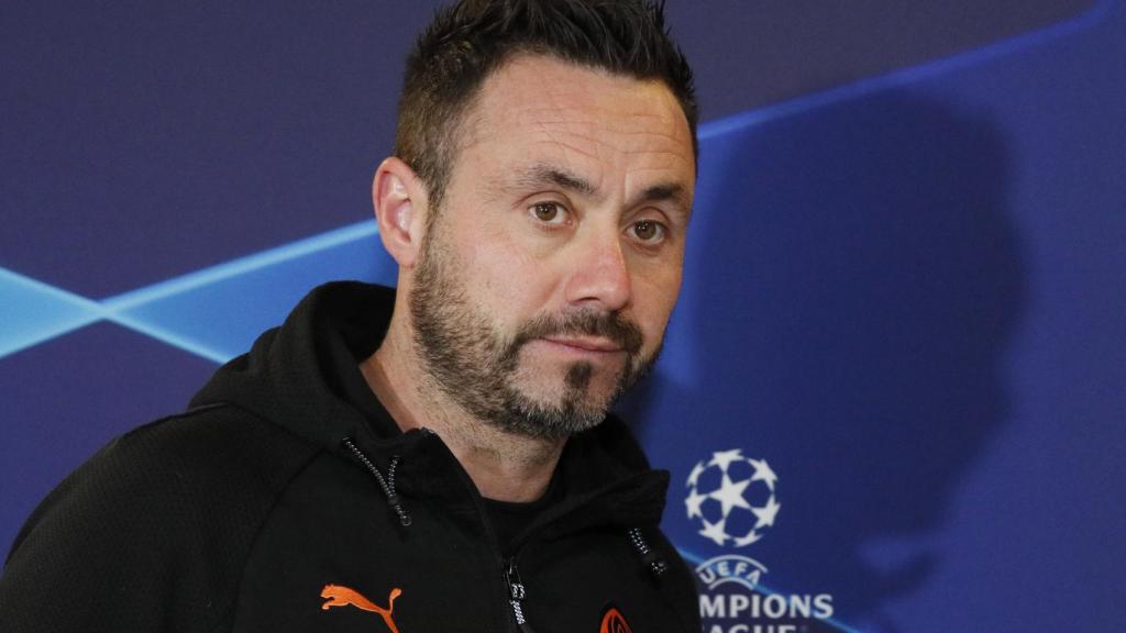 Roberto De Zerbi, en rueda de prensa de la Champions League