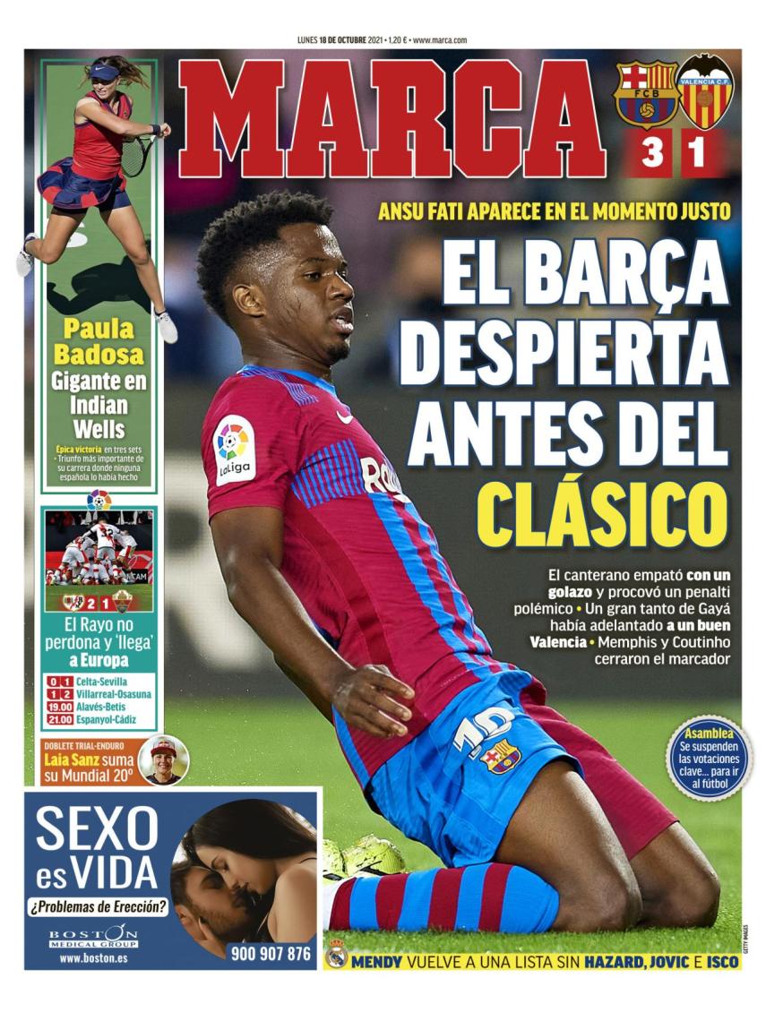 La portada del diario MARCA (18/10/2021)