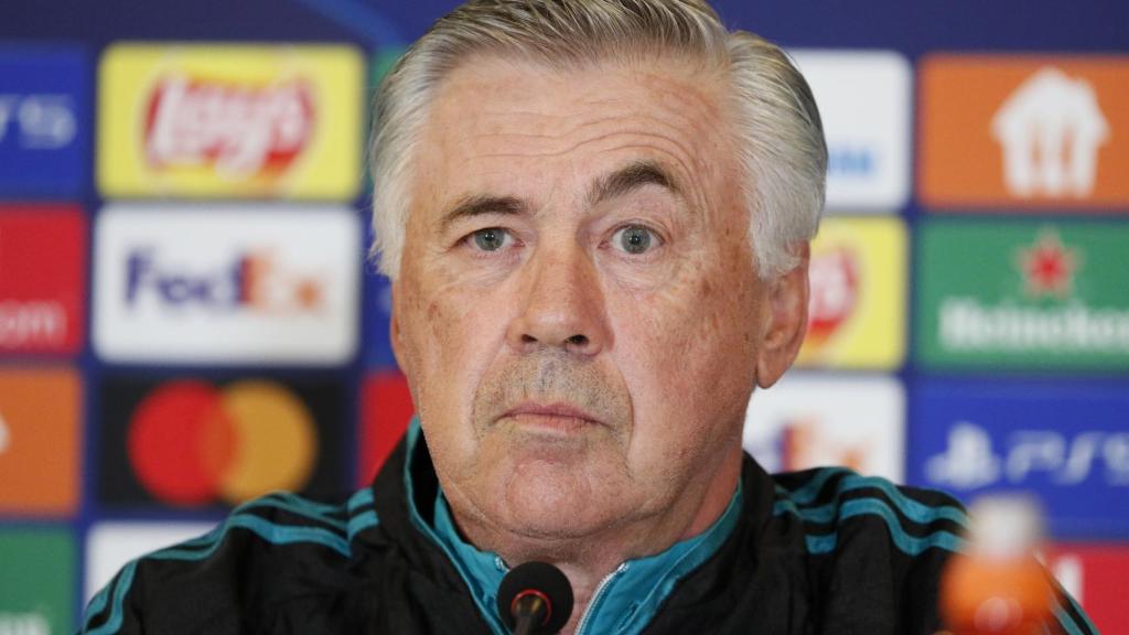 Carlo Ancelotti, en rueda de prensa de la Champions League