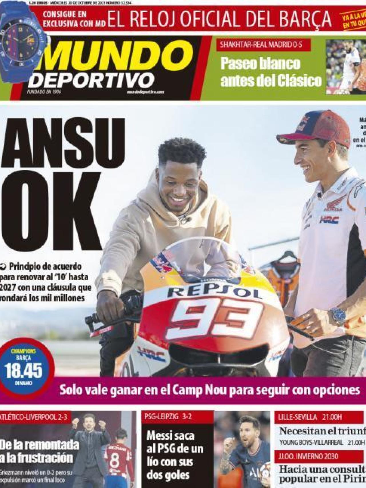 La portada del diario Mundo Deportivo (20/10/2021)