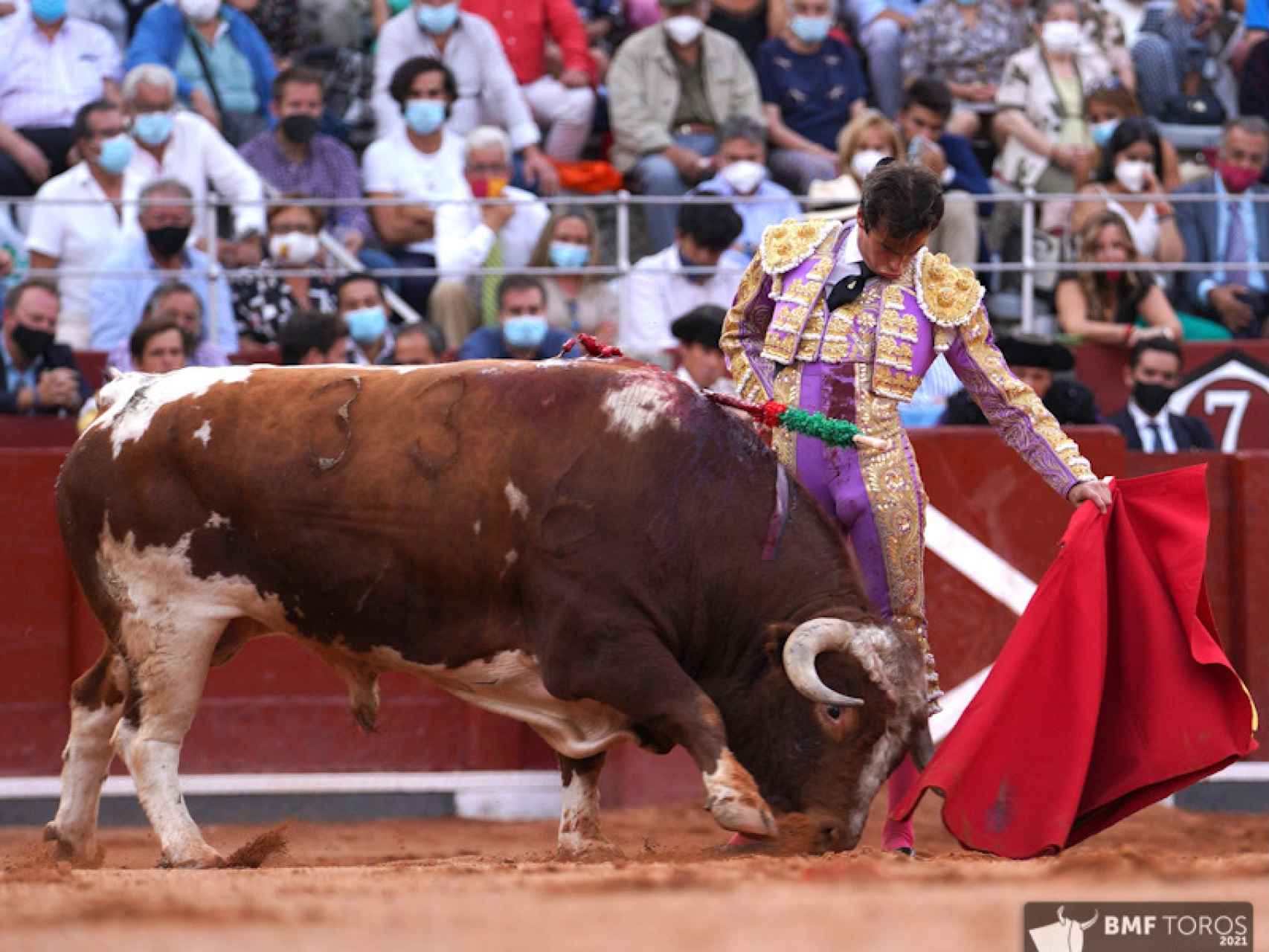 Alejandro Marcos torea a 'Gandillito', de la ganadería de Galache