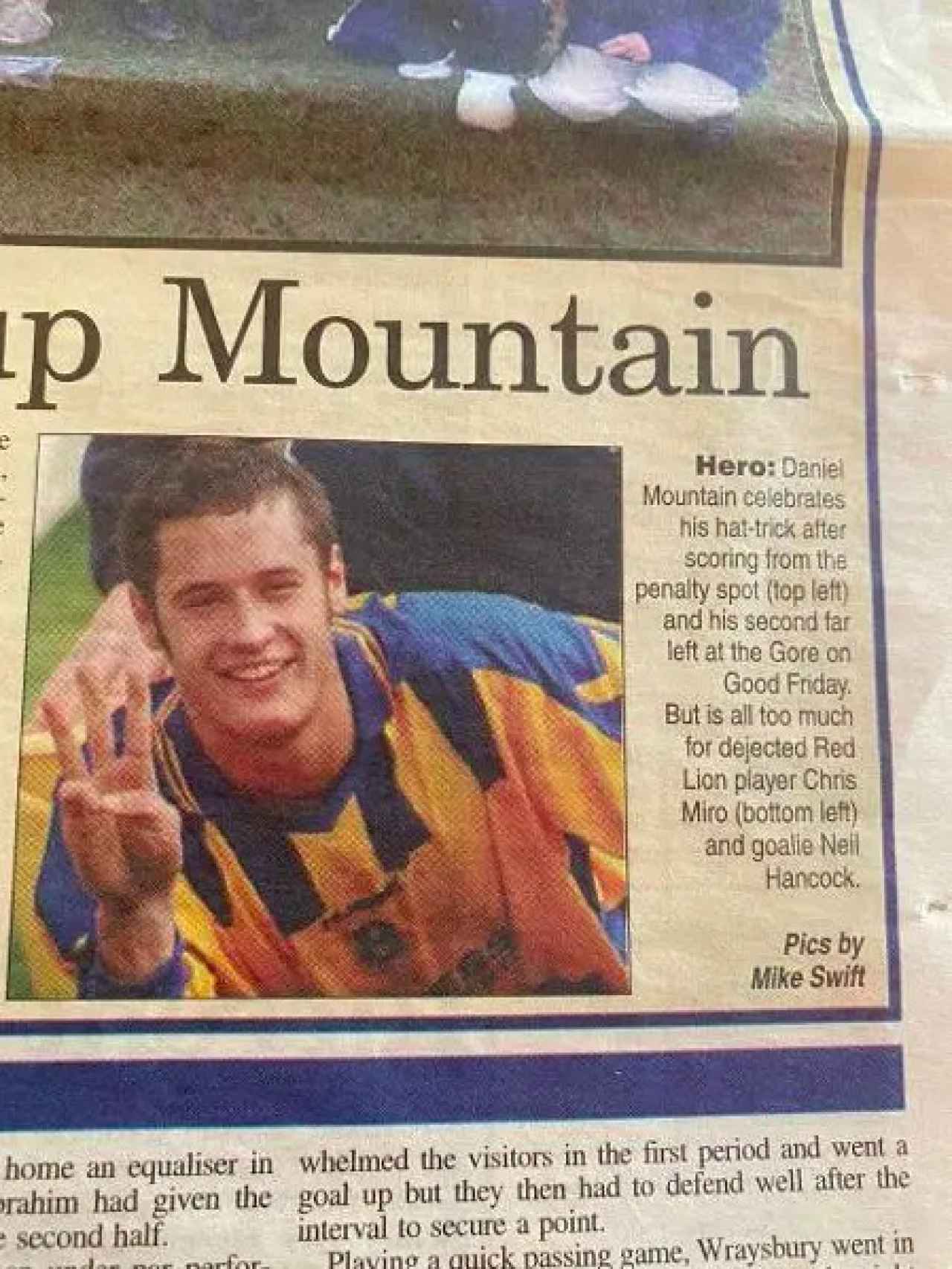 Danny Mountain, en los periódicos británicos como futbolista