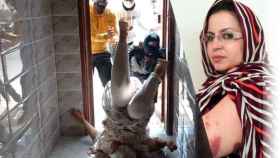 Sultana Khaya en un agresión por agentes de Marruecos en su casa esta semana, según Ángela Carrillo; y con moratones en la otra imagen.