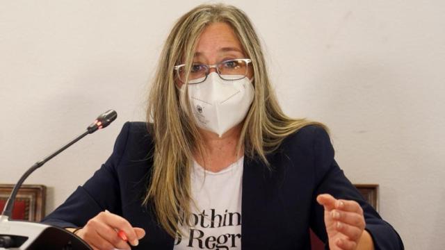 Carmen Aceves durante su discurso sobre la participación local en los fondos europeos