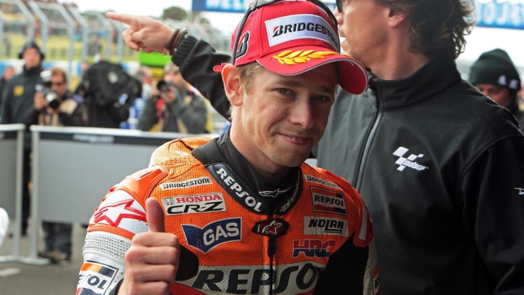 Casey Stoner después de una carrera