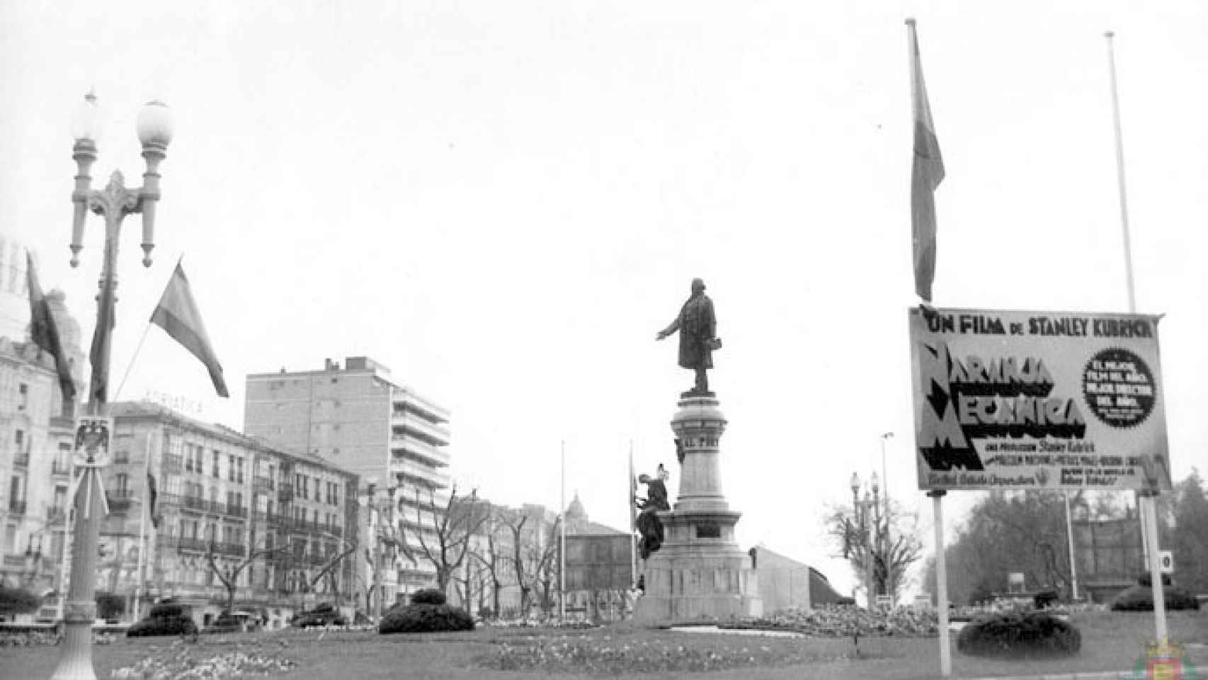 Cartel de 'La naranja mecánica' en la Plaza de Colón (1975)