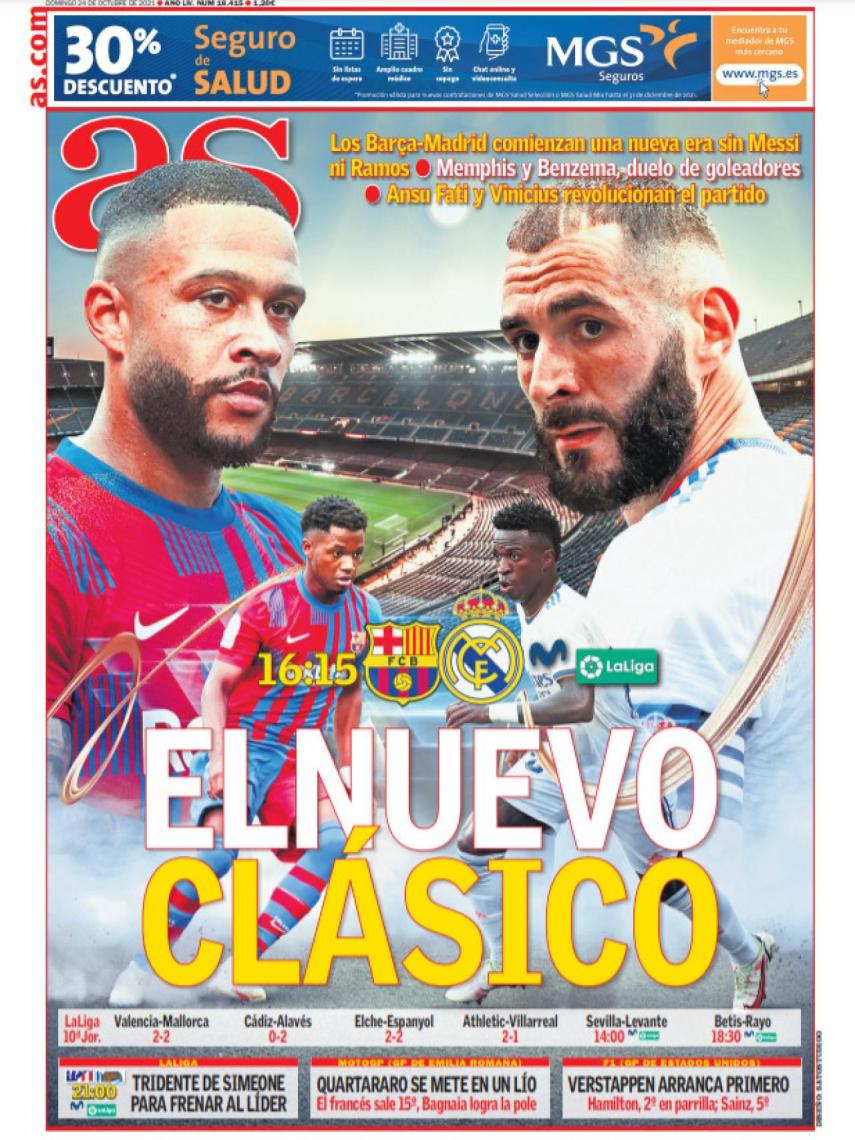 Portada AS, domingo 24 de octubre de 2021