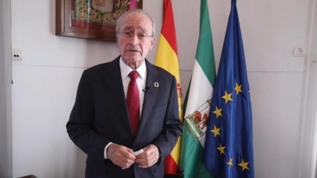 El alcalde de Málaga durante su discurso este domingo.