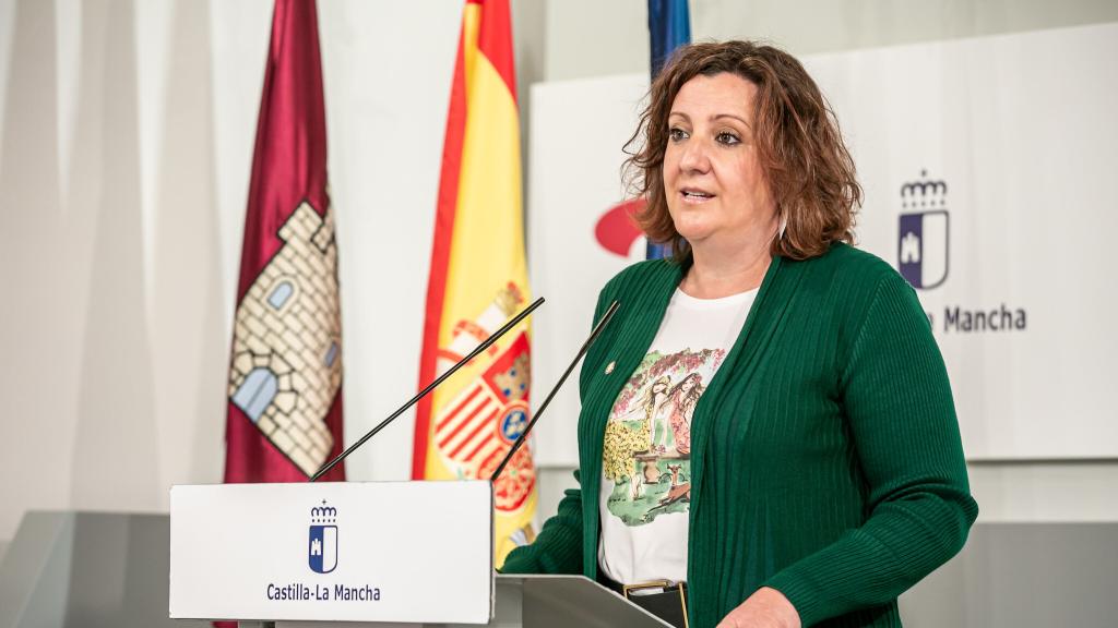 Patricia Franco, consejera de Economía, Empresas y Empleo, en la rueda de prensa del Consejo de Gobierno. Foto: JCCM