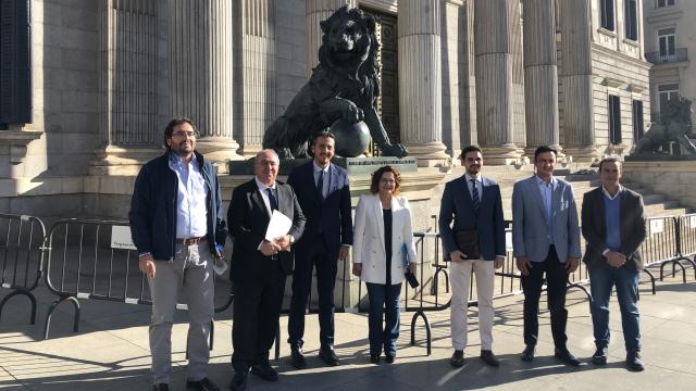 Carmen Riolobos, diputada nacional del PP, con miembros del grupo político en el Congreso de los Diputados