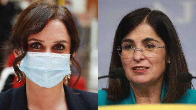 La presidenta de la Comunidad de Madrid, Isabel Díaz Ayuso, y la ministra de Sanidad, Carolina Darias.