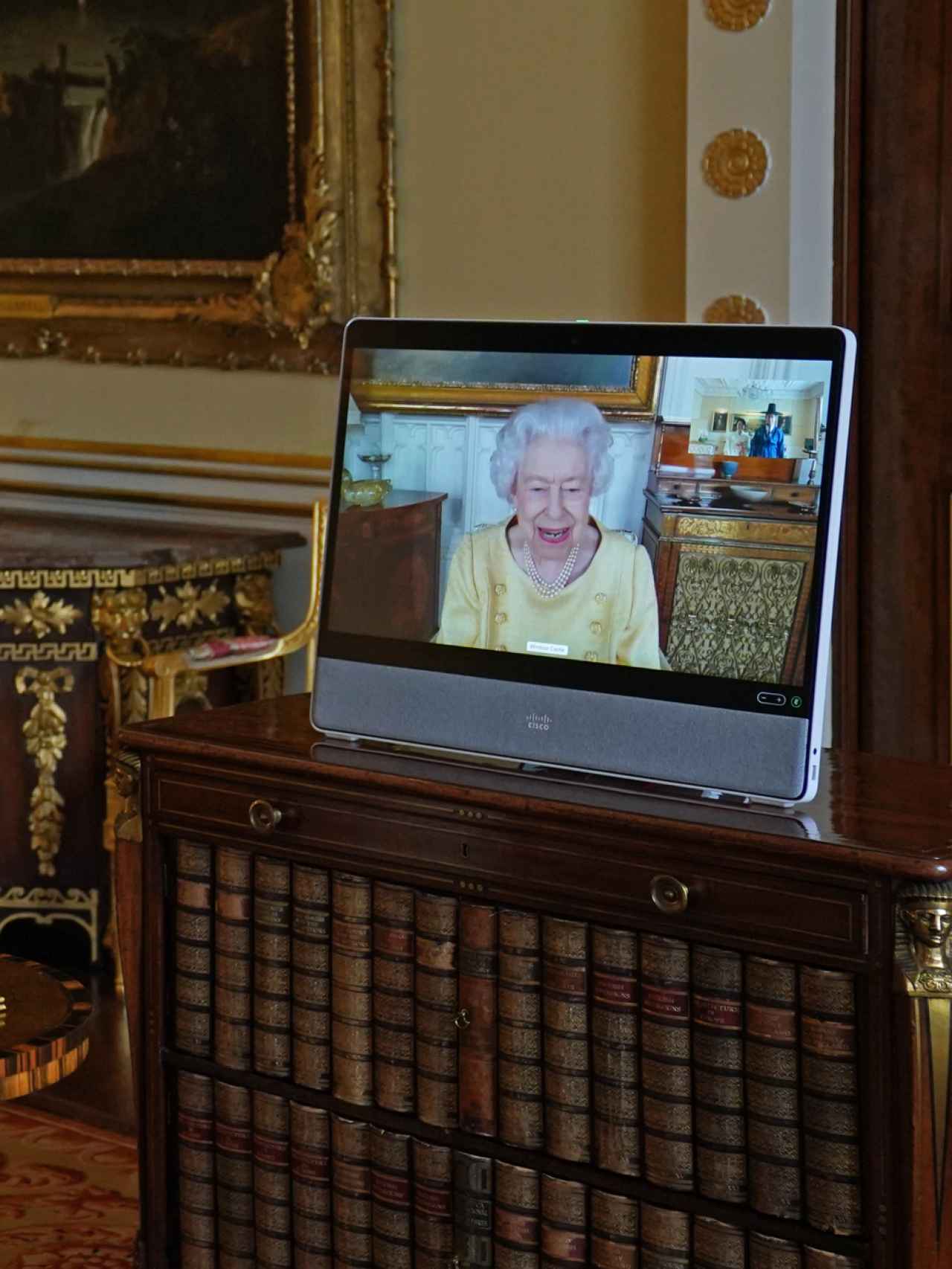 La reina Isabel II en su acto telemático de este martes.