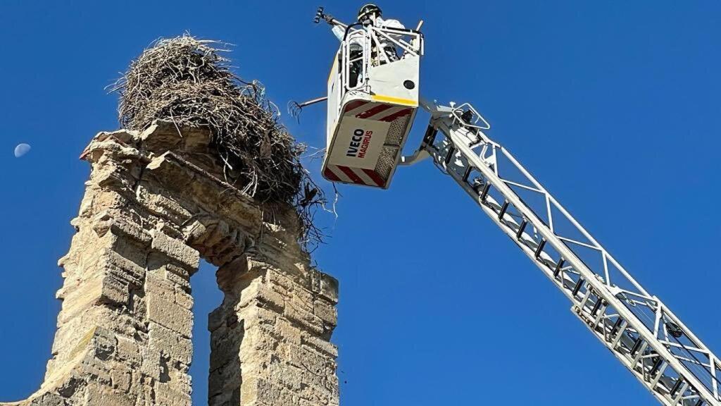 Imagen de la actuación por parte de los Bomberos de la Diputación de Valladolid