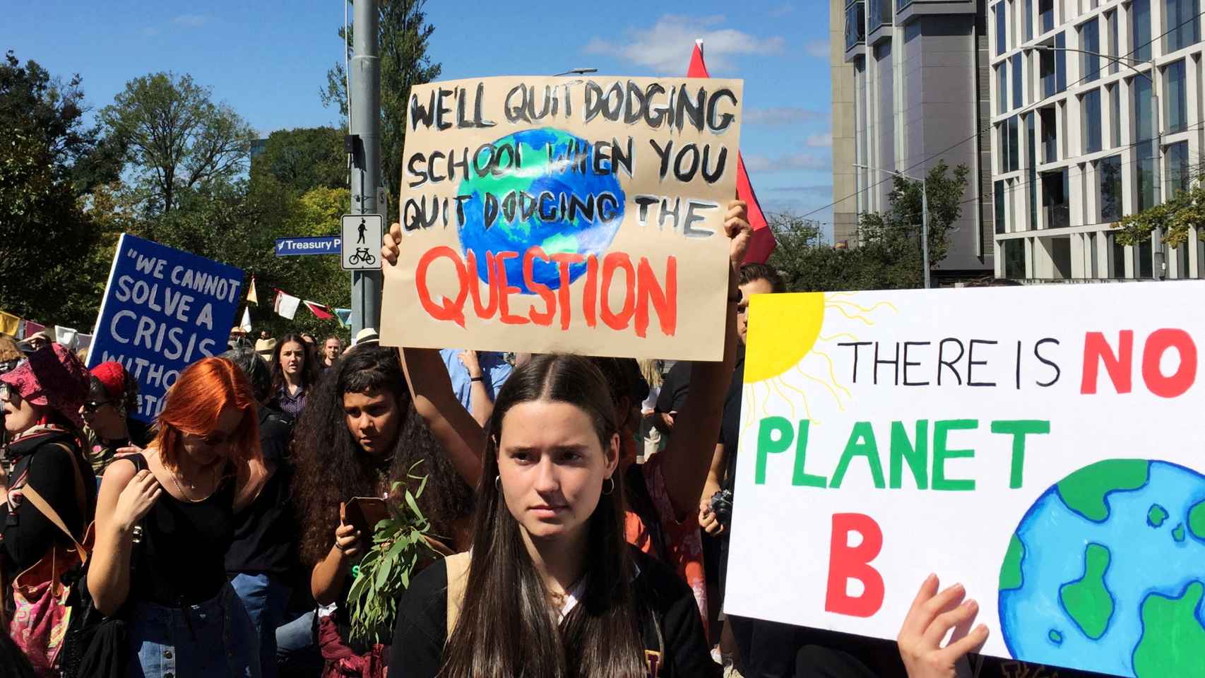 Manifestación por la acción contra el cambio climático en Melbourne, Australia.