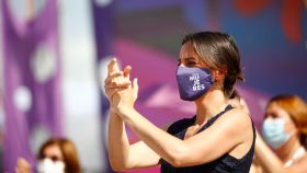 Irene Montero durante la Asamblea General de Podemos de junio.