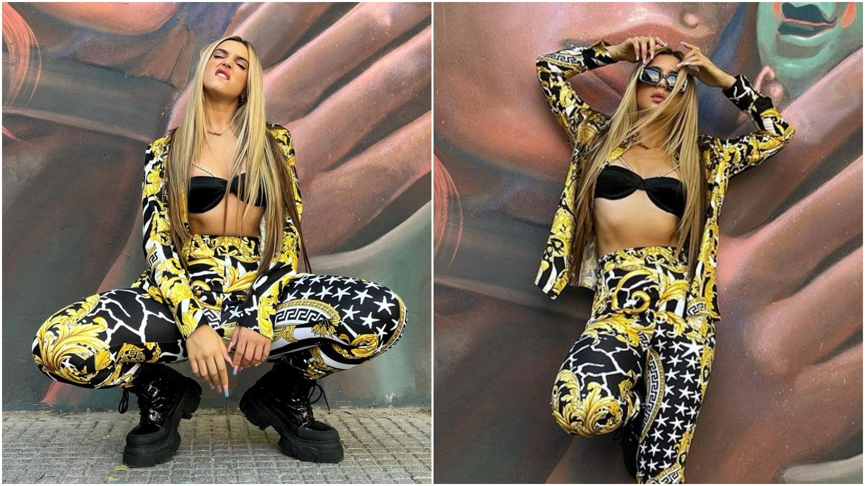 Lola Índigo en dos imágenes de sus redes sociales.