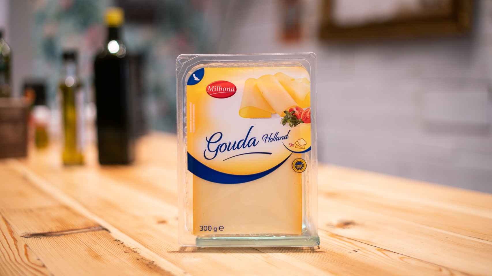 El paquete de queso Gouda en lonchas de Milbona, la marca blanca de productos lácteos de Lidl.
