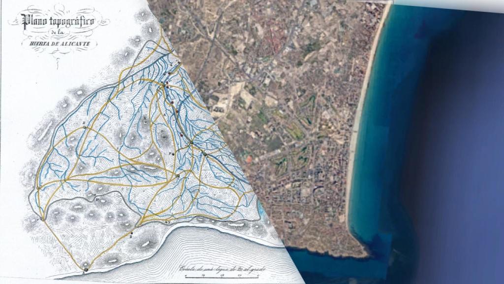 La Huerta de Alicante en un plano topográfico de 1849 y  en la actualidad