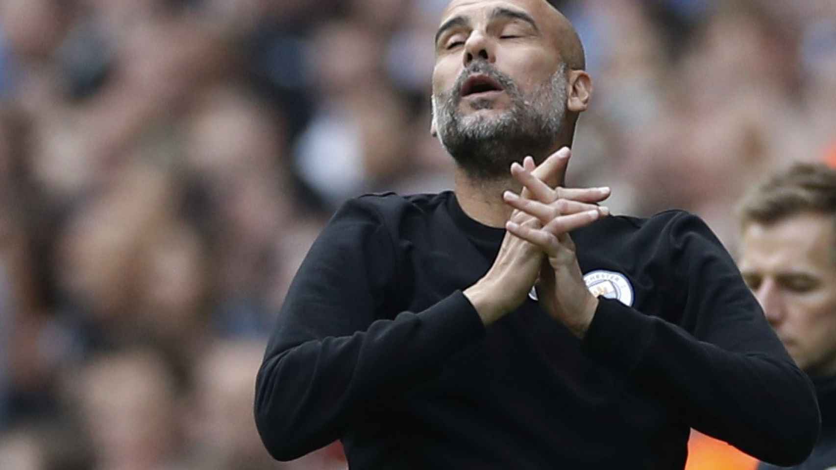 Pep Guardiola, en un partido del Manchester City de la temporada 2021/2022