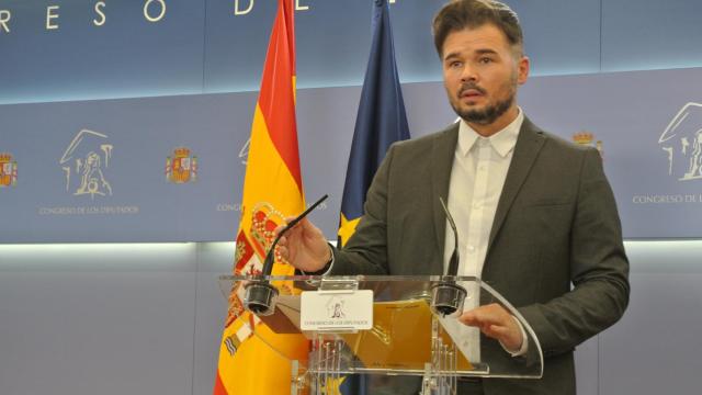 Gabriel Rufián, en rueda de prensa en el Congreso de los Diputados.