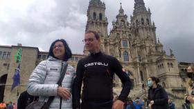 Christian Salamin en la Praza do Obradoiro.