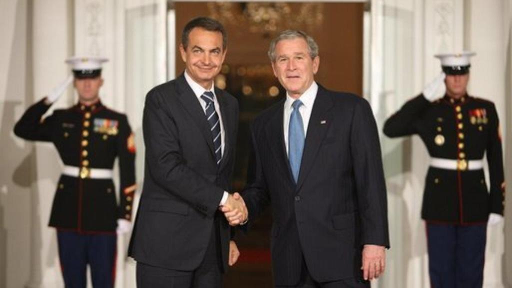 Zapatero y Bush, en una visita oficial del presidente español a la Casa Blanca.